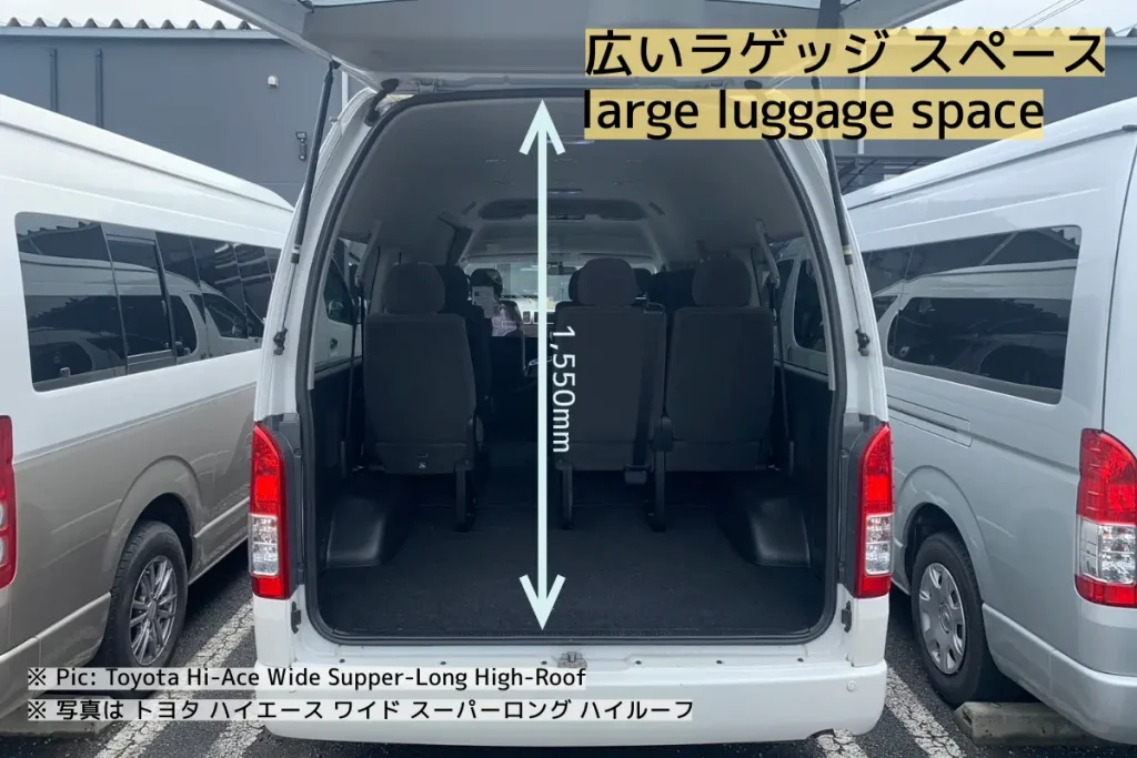 10_seater3 | ジャンボタクシー(トヨタ ハイエース ワイド スーパーロング)の荷室の寸法